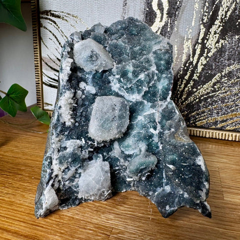 Black & Green Druzy Chalcedony with Calcite - Crystals & Reiki