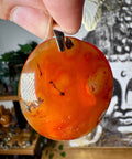 Large Carnelian Pendant with 925 Sterling Silver - Crystals & Reiki