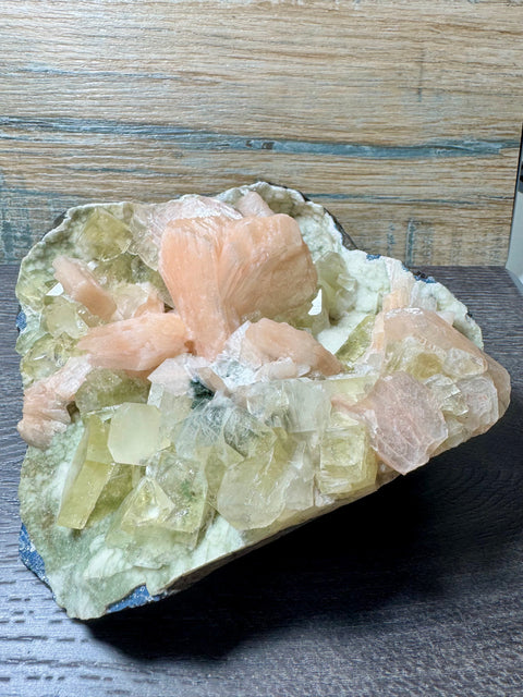 Green Apophyllite with Peach Stilbite & White Chalcedony - Healing