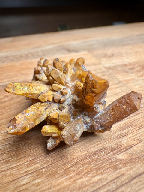 Golden Iron - Coated Quartz Cluster (Limonite/Goethite) – Madan - Crystals & Reiki