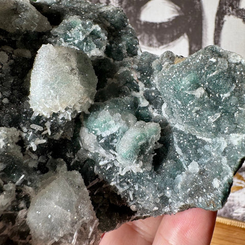 Black & Green Druzy Chalcedony with Calcite - Crystals & Reiki
