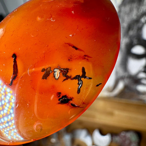 Large Carnelian Pendant with 925 Sterling Silver - Crystals & Reiki