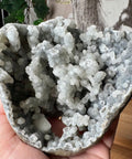 Black Druzy Chalcedony with Calcite Stalactites Cluster - Crystals & Reiki