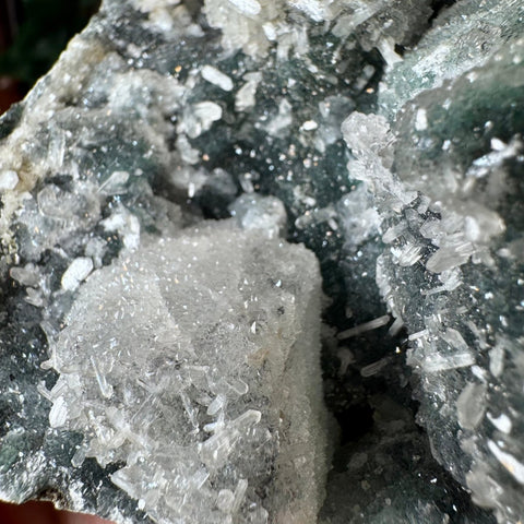 Black & Green Druzy Chalcedony with Calcite - Crystals & Reiki