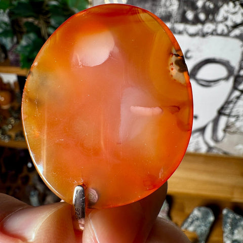 Large Carnelian Pendant with 925 Sterling Silver - Crystals & Reiki