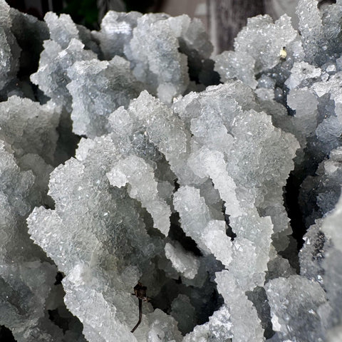 Black Druzy Chalcedony with Calcite Stalactites Cluster - Crystals & Reiki