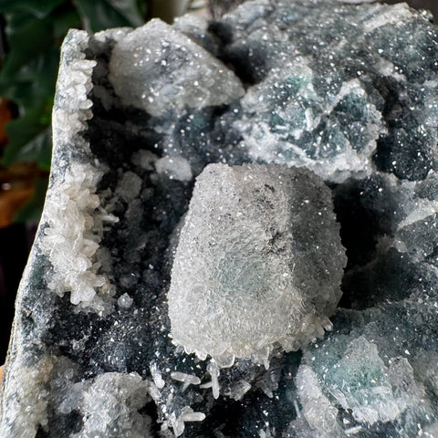 Black & Green Druzy Chalcedony with Calcite - Crystals & Reiki