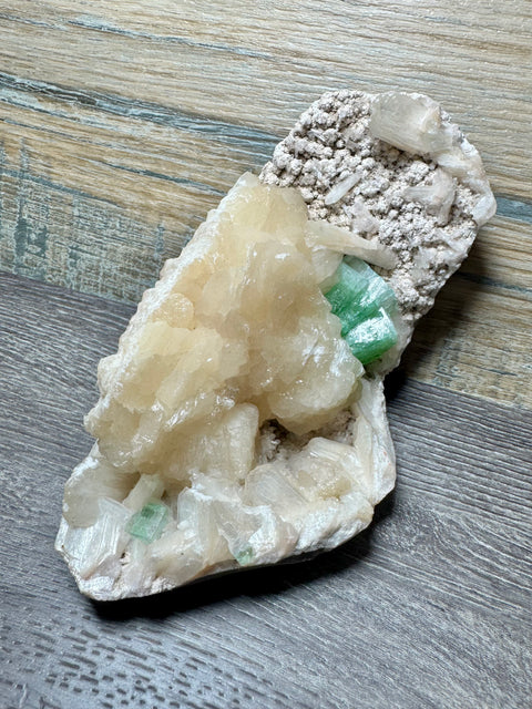 Green Apophyllite with Stilbite Cluster