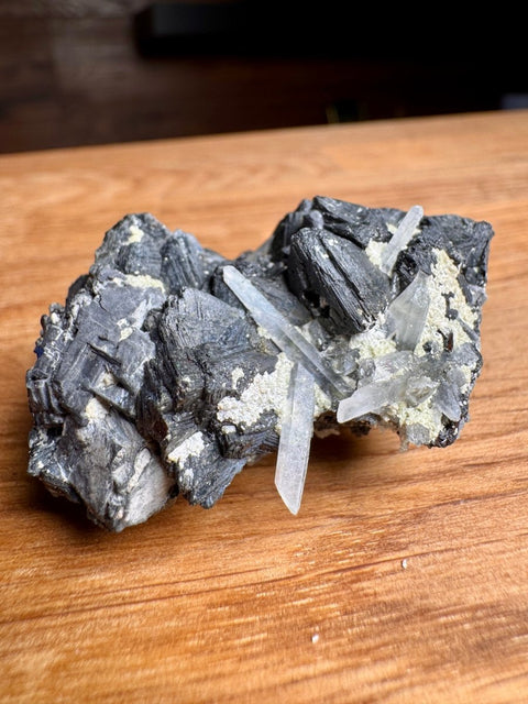 Quartz on Bladed Galena with Granular Calcite – Madan - Crystals & Reiki