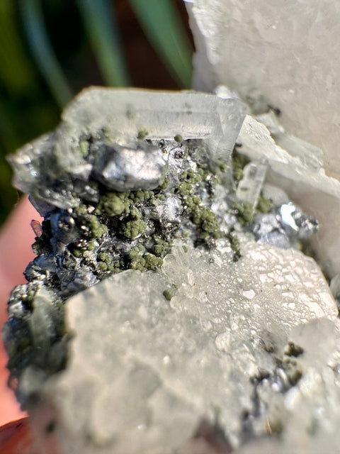 Bladed Calcite with Needle Quartz, Galena & Chlorite – Madan - Crystals & Reiki