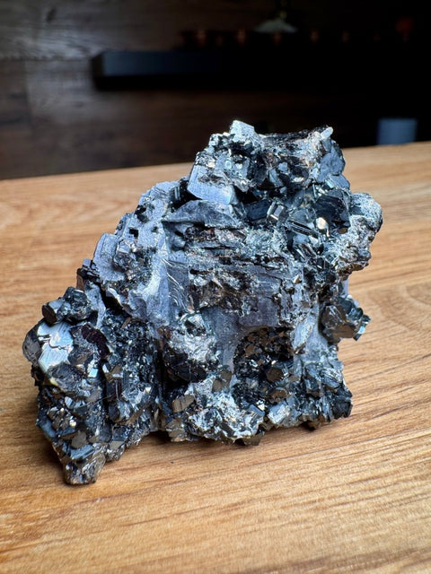 Complex Intergrown Galena Crystals (Cubic, Stepped/Etched) – Madan - Crystals & Reiki
