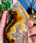 AA Grade Druzy Agate Tower with Clear Amethyst Point – Rare Orbicular Formation - Crystals & Reiki