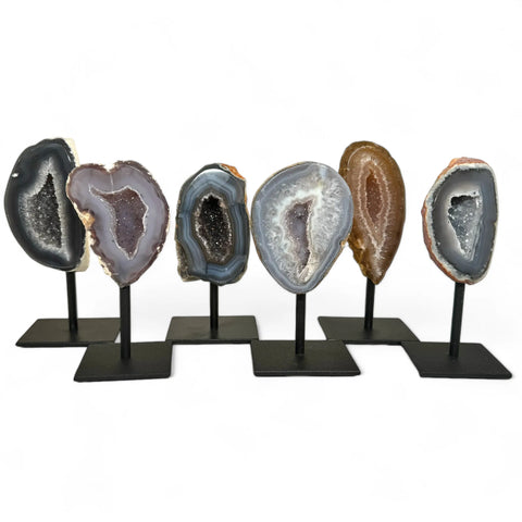 Agate Druzy Geodes with Stands - Natural Crystal Display - Crystals & Reiki