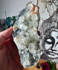 Apophyllite on Black Chalcedony with Peach Stilbite – Heart-Centred Divine Light - Crystals & Reiki