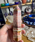Banded Calcite Tower - Slight Chip on Point - Crystals & Reiki