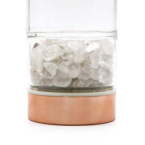 Crystal Tea Infuser Bottle - Rose Gold - Clear Quartz - Crystals & Reiki