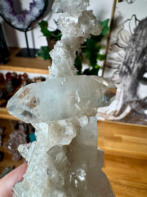 Diamond Apophyllite Stalactite With Prehnite – Amplifies Light & Healing – 204g - Crystals & Reiki