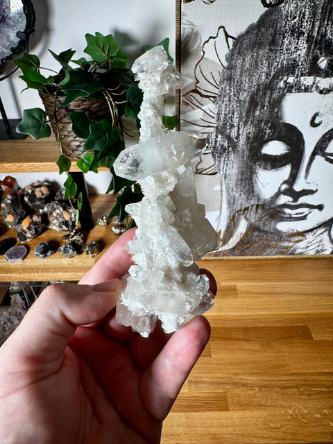Diamond Apophyllite Stalactite With Prehnite – Amplifies Light & Healing – 204g - Crystals & Reiki