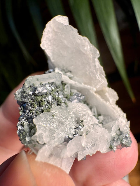 Bladed Calcite with Needle Quartz, Galena & Chlorite – Madan - Crystals & Reiki