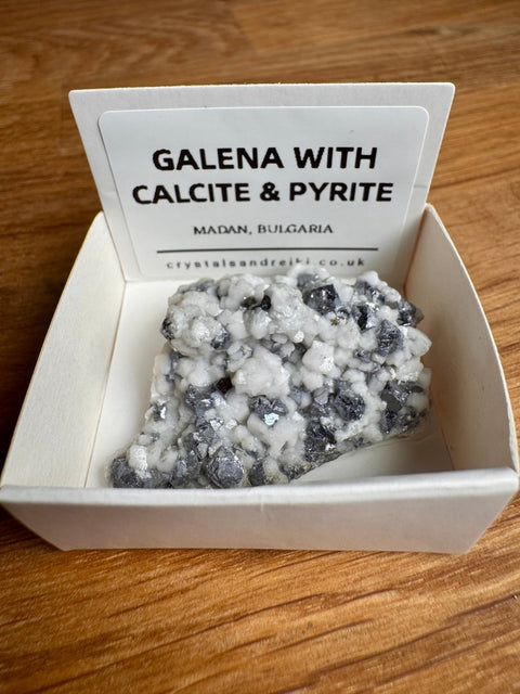Galena Cubes with Botryoidal Calcite & Pyrite – Madan - Crystals & Reiki