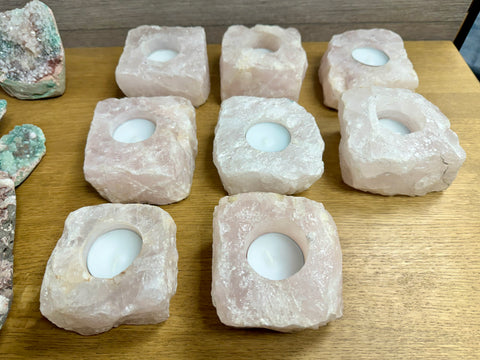 Rose Quartz Candle Holders