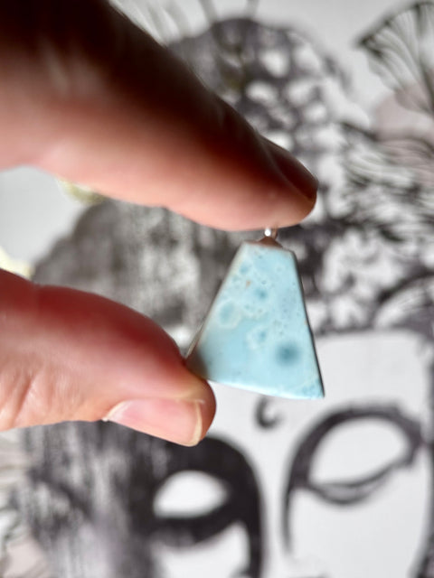 Genuine Larimar Pendant in 925 Sterling Silver - Crystals & Reiki