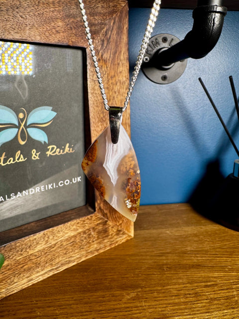 Golden Plume Agate Pendant 3 – Nature Encapsulated - Crystals & Reiki