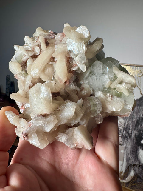 Green Apophyllite With Stilbite Cluster – Elevates Energy – 760g - Crystals & Reiki