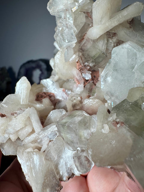 Green Apophyllite With Stilbite Cluster – Elevates Energy – 760g - Crystals & Reiki