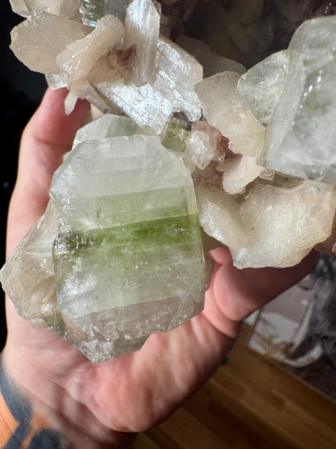 Green Apophyllite With Stilbite Cluster – Elevates Energy – 760g - Crystals & Reiki