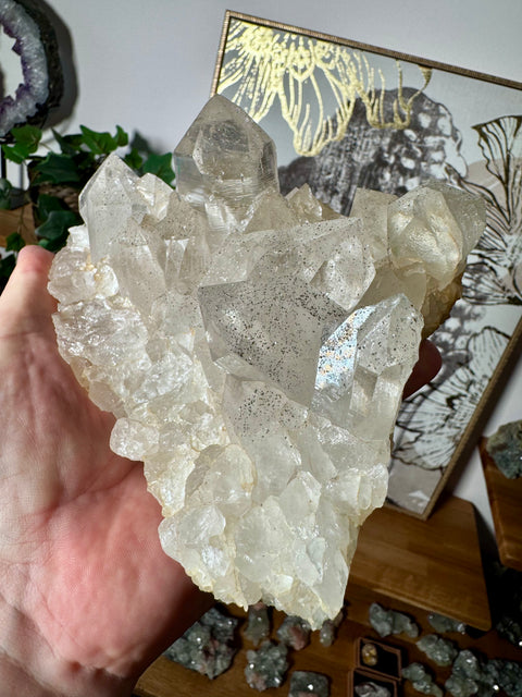 Himalayan Cathedral Quartz Cluster with Hematite – Ancient Spiritual Wisdom - Crystals & Reiki