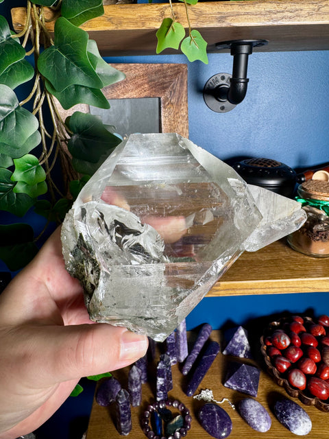 Himalayan Quartz with Golden Rutile, Chlorite, Rainbows & Record Keepers – Collector’s Specimen – Double Terminated - Crystals & Reiki