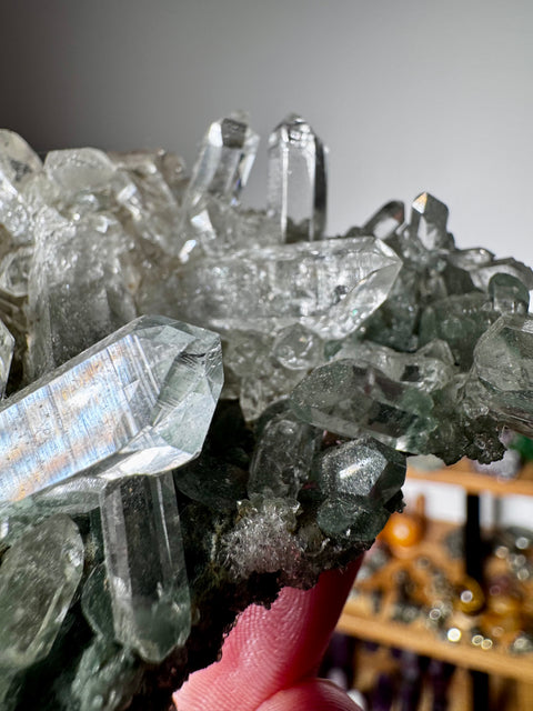 Himalayan Quartz with Green Chlorite Cluster – Wisdom from the Mountains - Crystals & Reiki