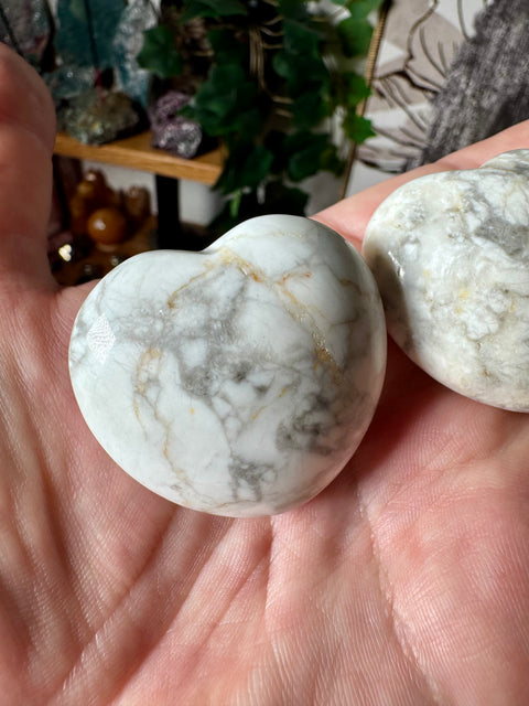 Howlite Hearts – Calming Stones of Compassion & Peace – Approx. 60g Each - Crystals & Reiki