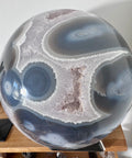 Huge Blue Agate with Amethyst Sphere – Raises Spiritual Vibration – 30kg - Crystals & Reiki