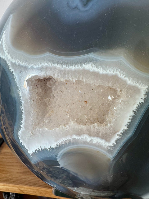 Huge Blue Agate with Amethyst Sphere – Raises Spiritual Vibration – 30kg - Crystals & Reiki