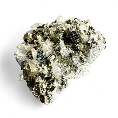 Small Quartz With Pyrite Cluster - Attract Abundance - Crystals & Reiki
