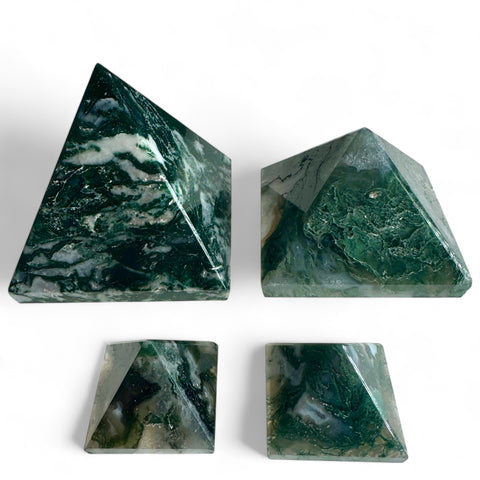 Moss Agate Pyramids: Enhance Concentration and Clarity