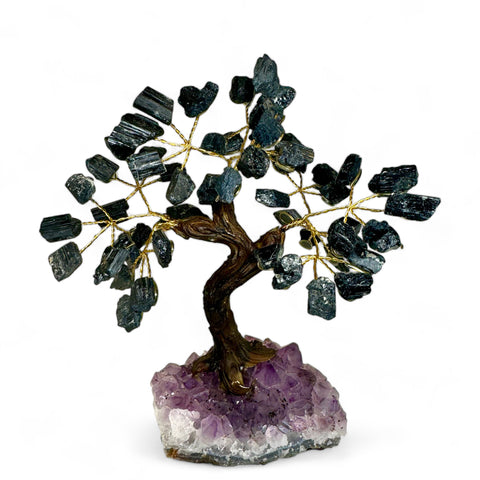 New Black Tourmaline & Amethyst Crystal Tree 15cm