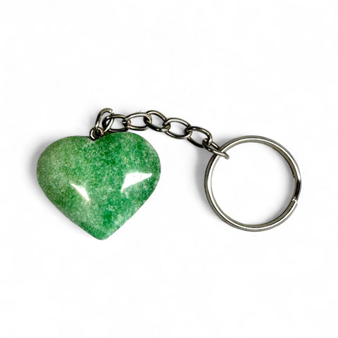 Green Aventurine Heart Keyrings - Attract Luck and Prosperity