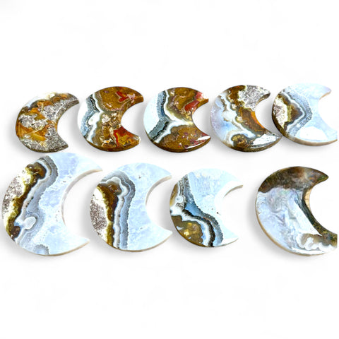 Rare Plume & Orbicular Agate Moons - Natures Embrace