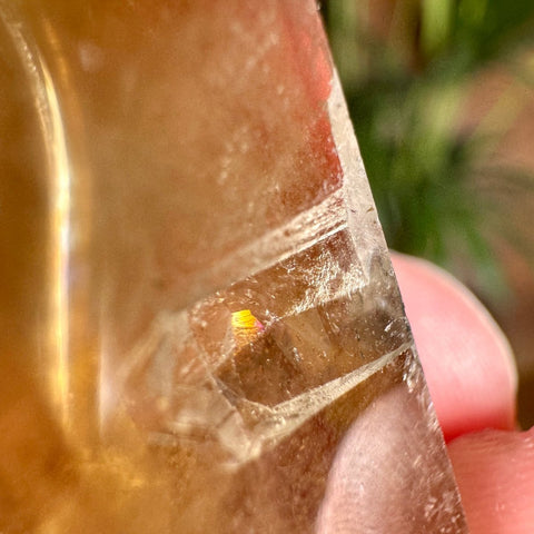 Golden Flame Citrine Point with Lepidocrocite & Rainbows – 20.55g - Crystals & Reiki
