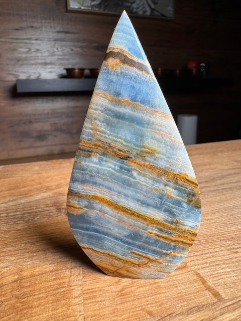 Aquatine Blue Lemurian Calcite Teardrop - Crystals & Reiki