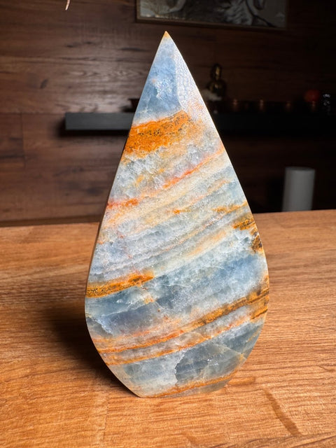 Aquatine Blue Lemurian Calcite Teardrop - Crystals & Reiki