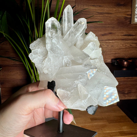 Elite Lemurian Quartz Cluster on Stand – 2.09kg – Intuitive Powerhouse