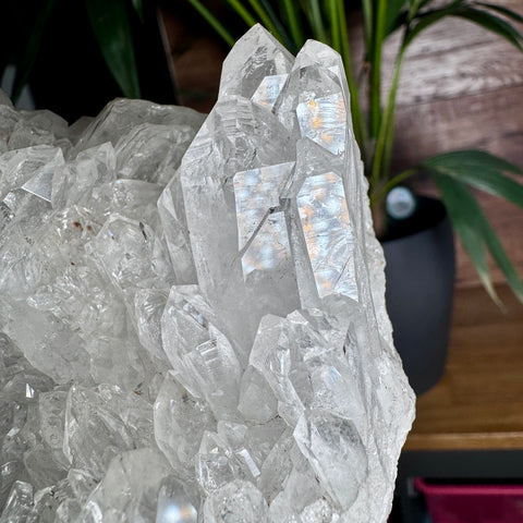 Radiant Clear Quartz & Calcite Cluster on Stand – 830g