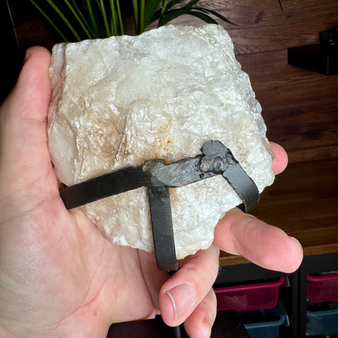 Radiant Clear Quartz & Calcite Cluster on Stand – 830g