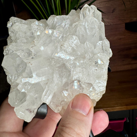 Radiant Clear Quartz & Calcite Cluster on Stand – 830g