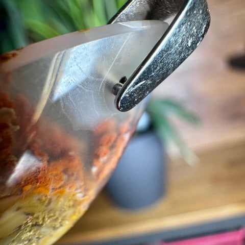 Deeply Coloured Plume Agate Pendant in 925 Sterling Silver