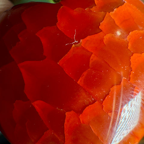 Snakeskin Agate Heart Pendant with 18ct Gold Hoop